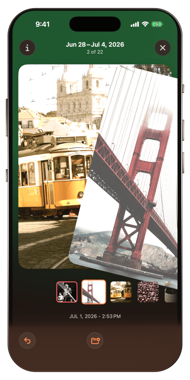 Swiping to keep a photo in PhotoFlick